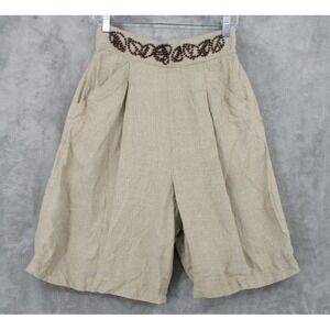 VTG Eleanor P Brenner Shorts Womens‎ Size 6 Linen Beaded Pleated Boho
